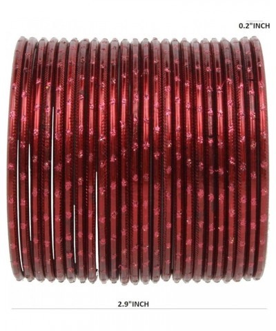 Indian Bangles Set Bollywood Plain Metal Bangle Bracelets Costume Jewelry for Women & Girls Maroon (Set of 24 Pcs) 2-6 $9.43 ...