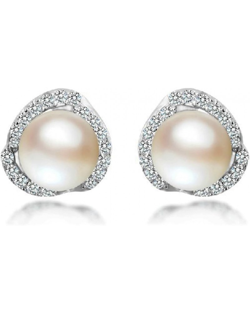 Pearl Earrings for Women Girls Sterling Silver Earring Hypoallergenic Minimalist Fashion Jewelry Gift Studs $5.82 Earrings