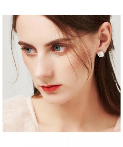 Pearl Earrings for Women Girls Sterling Silver Earring Hypoallergenic Minimalist Fashion Jewelry Gift Studs $5.82 Earrings