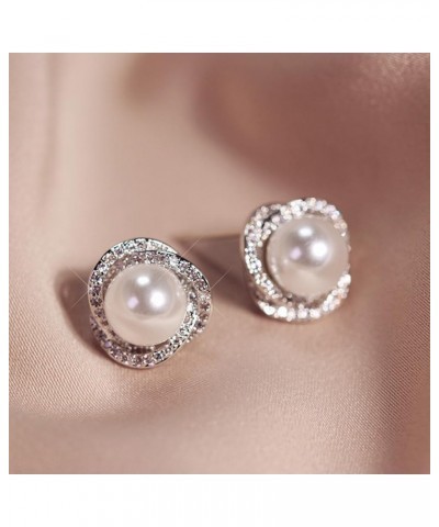 Pearl Earrings for Women Girls Sterling Silver Earring Hypoallergenic Minimalist Fashion Jewelry Gift Studs $5.82 Earrings