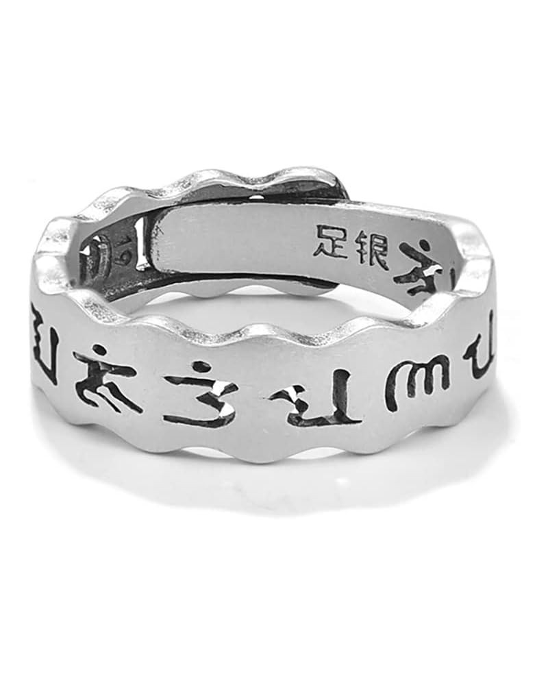 Sterling Silver Ring Mantra Ring Om Mani Padme Hum Ring Tibetan Buddhist Open Adjustable Rings $17.27 Rings