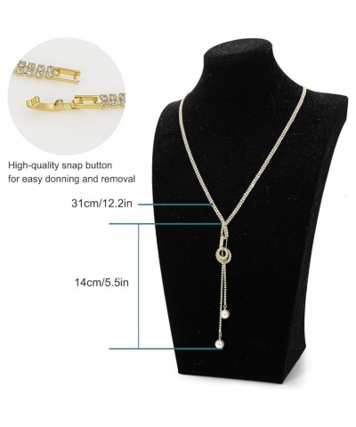 Trendy Crystal Long Necklace All-Match Style Shining Clothing Sweater Chain Pearl Gold 2 $10.06 Necklaces