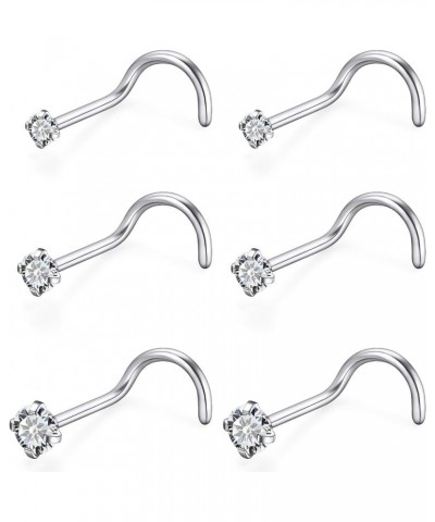 3 Pairs Surgical Steel/Titanium Nose Rings Studs L-Shape Nose Nostrial Piercing Body Jewerly for Women 22g/20g/18g Nose ring ...