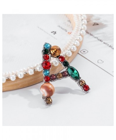 Initial Brooch Pins A-Z 26 Letters Brooches for Women Girls Colorful Enamel Alphabet Pin Pearl Crystal Lapel Pin (A) $5.02 Br...