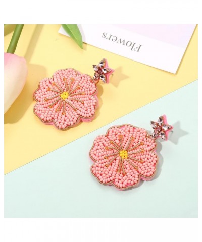 Beaded Flower Earrings for Women Daisy Flower Earrings Statement Beaded Drop Dangle Earrings Springs Summer Accessory Beach V...