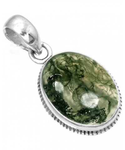 925 Sterling Silver Handmade Pendant for Women 12x16 Oval Gemstone Statement Jewelry for Gift (99542_P) Moss Agate $20.29 Pen...