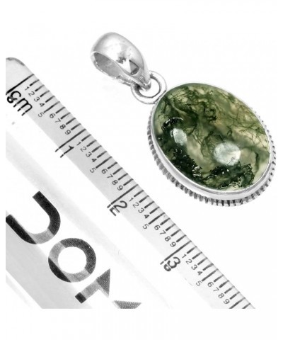 925 Sterling Silver Handmade Pendant for Women 12x16 Oval Gemstone Statement Jewelry for Gift (99542_P) Moss Agate $20.29 Pen...