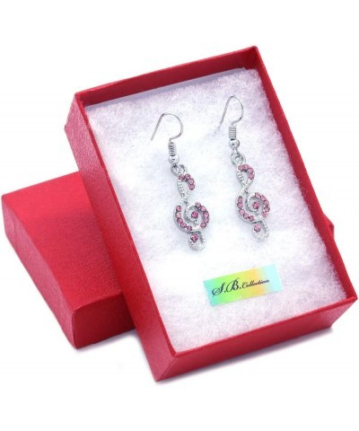 Treble Clef Music Note Earrings Dangle Drop Style Rhinestones Fashion Jewelry Pink $9.43 Earrings