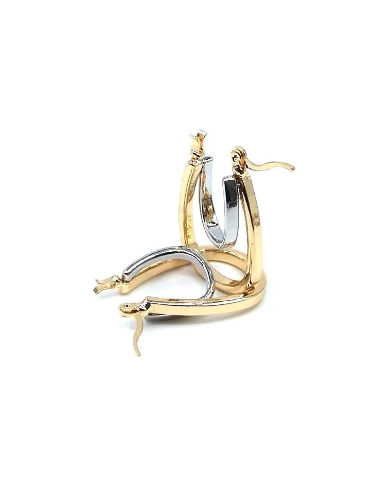 Oval Two-Tone, Double Hoop, Pin Catch High Polished Earrings $14.97 Earrings