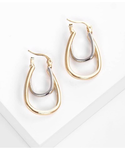 Oval Two-Tone, Double Hoop, Pin Catch High Polished Earrings $14.97 Earrings