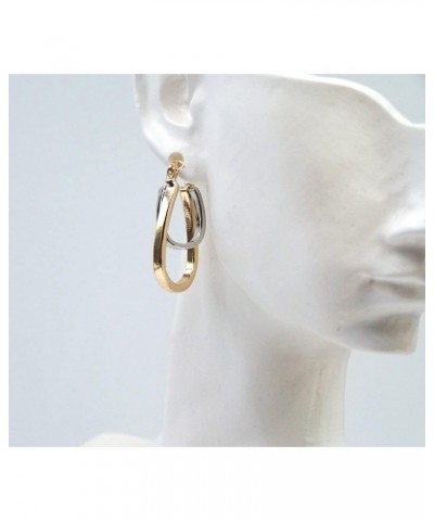 Oval Two-Tone, Double Hoop, Pin Catch High Polished Earrings $14.97 Earrings