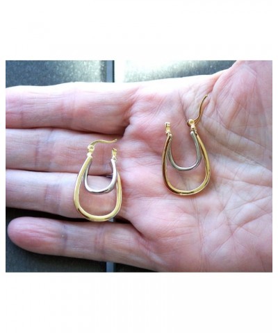 Oval Two-Tone, Double Hoop, Pin Catch High Polished Earrings $14.97 Earrings