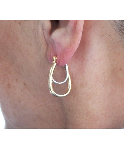 Oval Two-Tone, Double Hoop, Pin Catch High Polished Earrings $14.97 Earrings