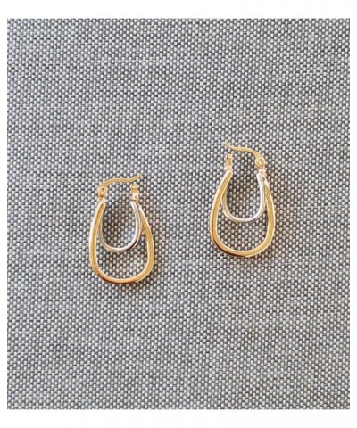 Oval Two-Tone, Double Hoop, Pin Catch High Polished Earrings $14.97 Earrings