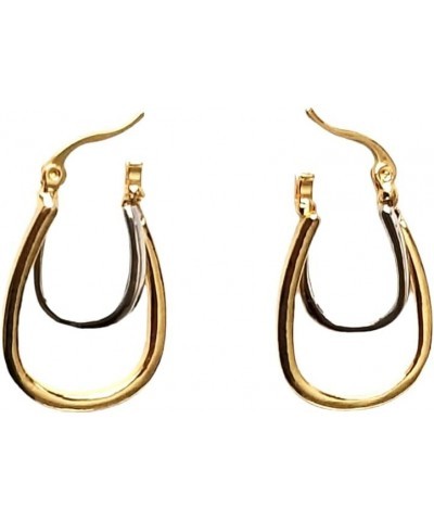 Oval Two-Tone, Double Hoop, Pin Catch High Polished Earrings $14.97 Earrings