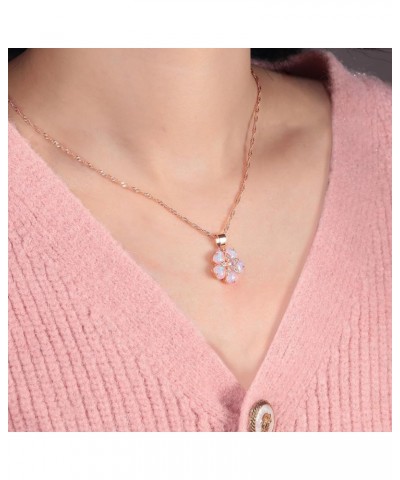 Opal Pendant Necklace Gold Plated Opal Jewelry Gifts for Women Girls Gemstone Necklaces Pink Opal Flower $9.68 Necklaces