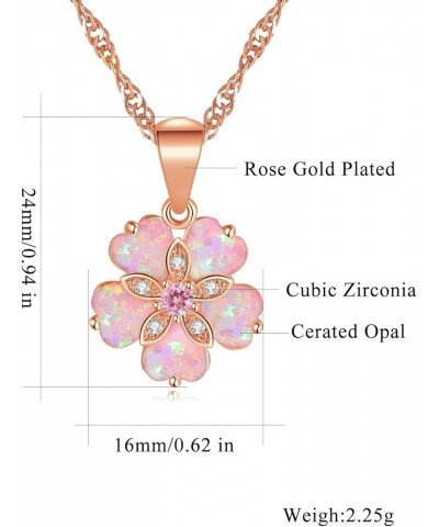 Opal Pendant Necklace Gold Plated Opal Jewelry Gifts for Women Girls Gemstone Necklaces Pink Opal Flower $9.68 Necklaces