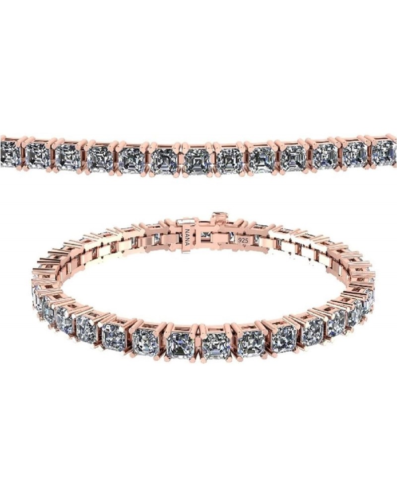 NANA Asscher Cut Tennis Bracelet 7" or 8" Solid Sterling Silver & Pure Brilliance Zirconia 13.00ctw-53.00ctw 8" rose gold pla...