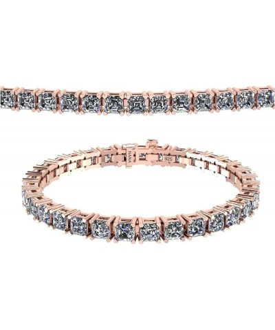 NANA Asscher Cut Tennis Bracelet 7" or 8" Solid Sterling Silver & Pure Brilliance Zirconia 13.00ctw-53.00ctw 8" rose gold pla...