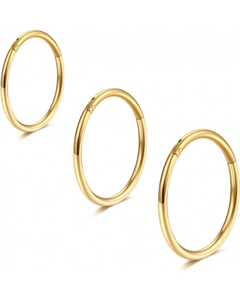 Gold Hinged 20g 18g 16g Nose Rings Hoops 6mm 8mm 10mm 12mm 14mm 16mm Septum Ring Clicker Cartilage Helix Hoop Earrings Set 20...