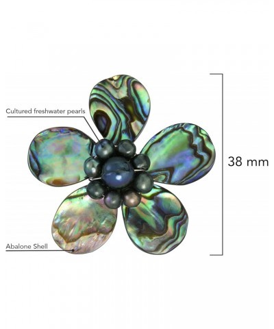 Flower Statement Rainbow Abalone Shell and Cultured Freshwater Pearls Adjustable Ring $15.33 Rings