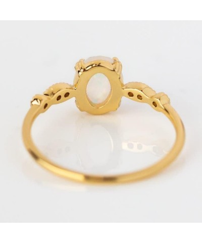 Opal Fire Ring - 14K Yellow Gold Plated - CZ - Birthday Wedding Anniverrsary Mother Gift 9 $28.00 Rings