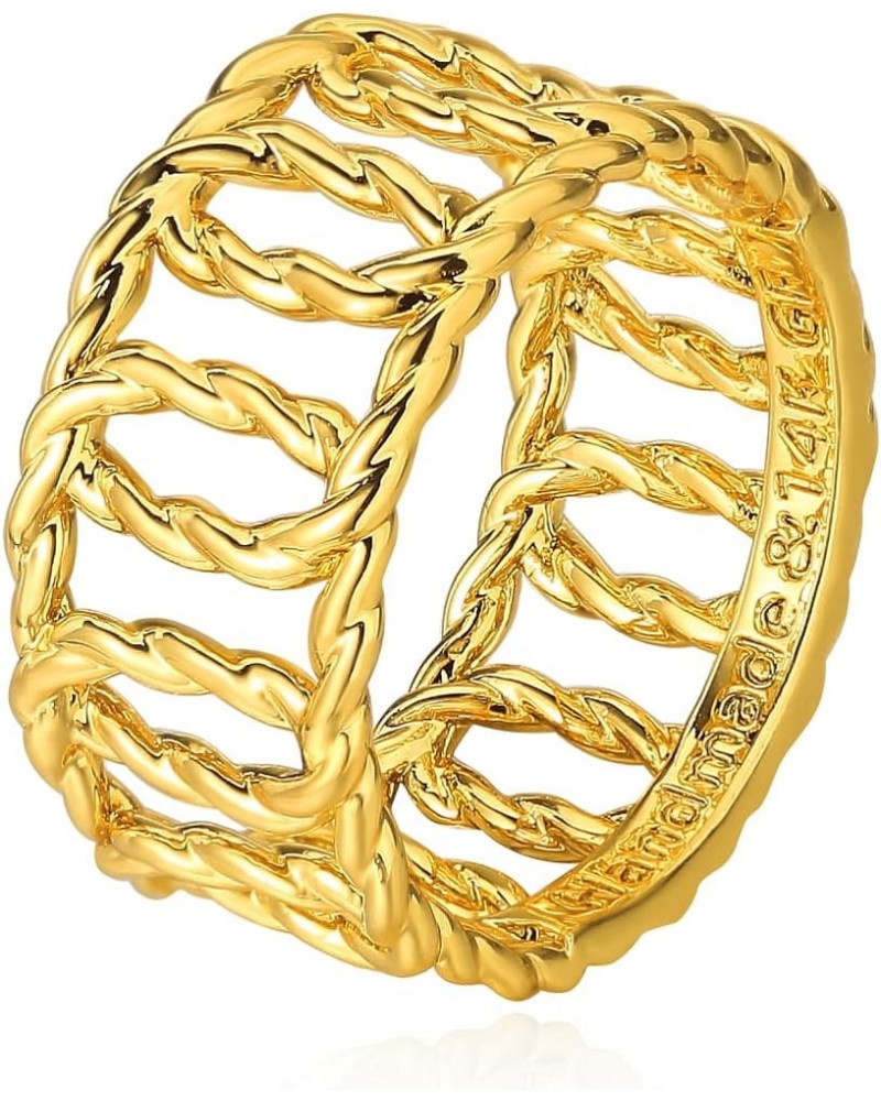 Women Ring Gold Band 14K Gold Vacuum Filled Simple Stack Finger Jewelry Gift Size 6-8 Twisted C $11.01 Rings