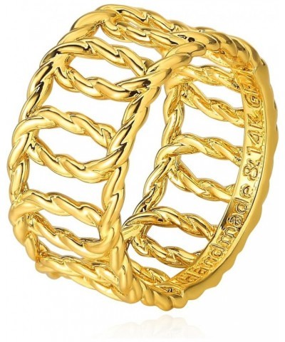 Women Ring Gold Band 14K Gold Vacuum Filled Simple Stack Finger Jewelry Gift Size 6-8 Twisted C $11.01 Rings