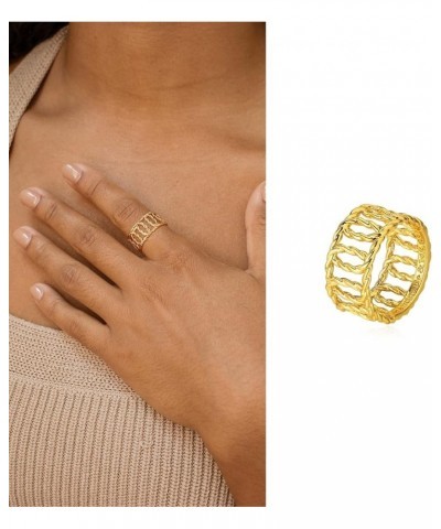 Women Ring Gold Band 14K Gold Vacuum Filled Simple Stack Finger Jewelry Gift Size 6-8 Twisted C $11.01 Rings