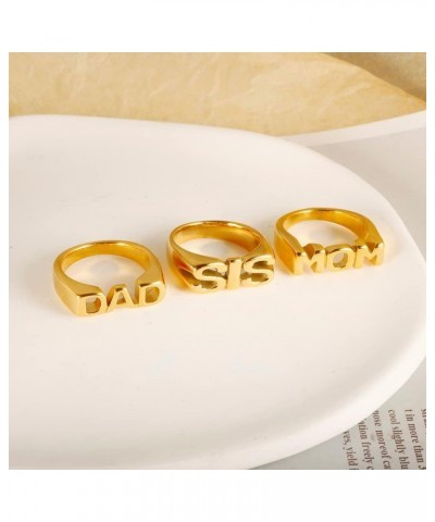 Personalized MOM/DAD/SIS Statement Rings, 14K gold Plated Stainless Steel Mother Ring, Father Ring, BBF Ring, Best Jewelry Gi...