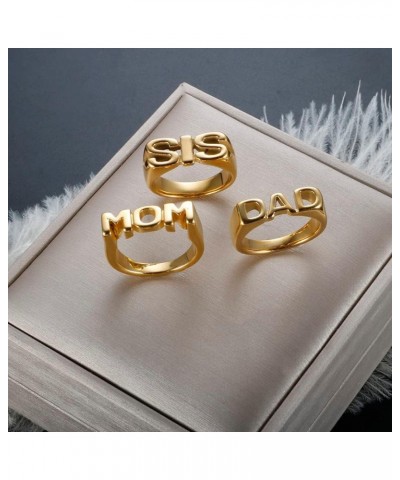 Personalized MOM/DAD/SIS Statement Rings, 14K gold Plated Stainless Steel Mother Ring, Father Ring, BBF Ring, Best Jewelry Gi...