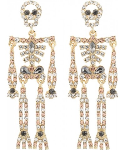 Rhinestone Skeleton Earrings Halloween Crystal Skull Dangle Earrings Gothic Skull Halloween Theme Earring Accessories Jewelry...