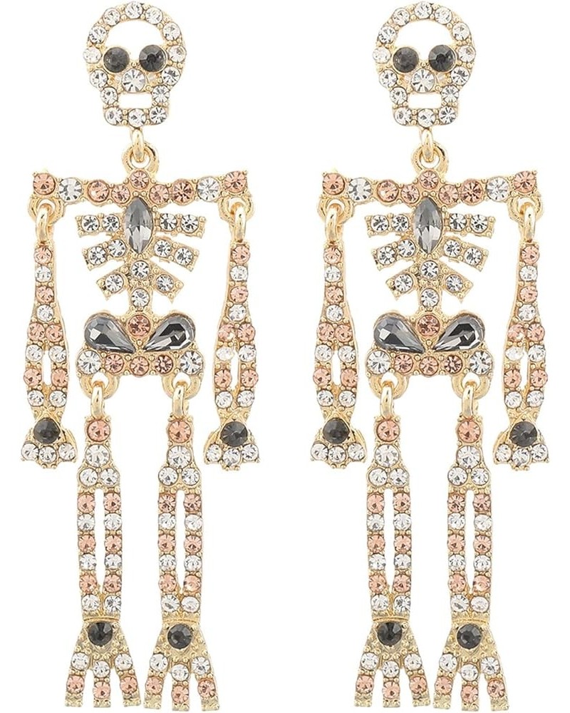 Rhinestone Skeleton Earrings Halloween Crystal Skull Dangle Earrings Gothic Skull Halloween Theme Earring Accessories Jewelry...