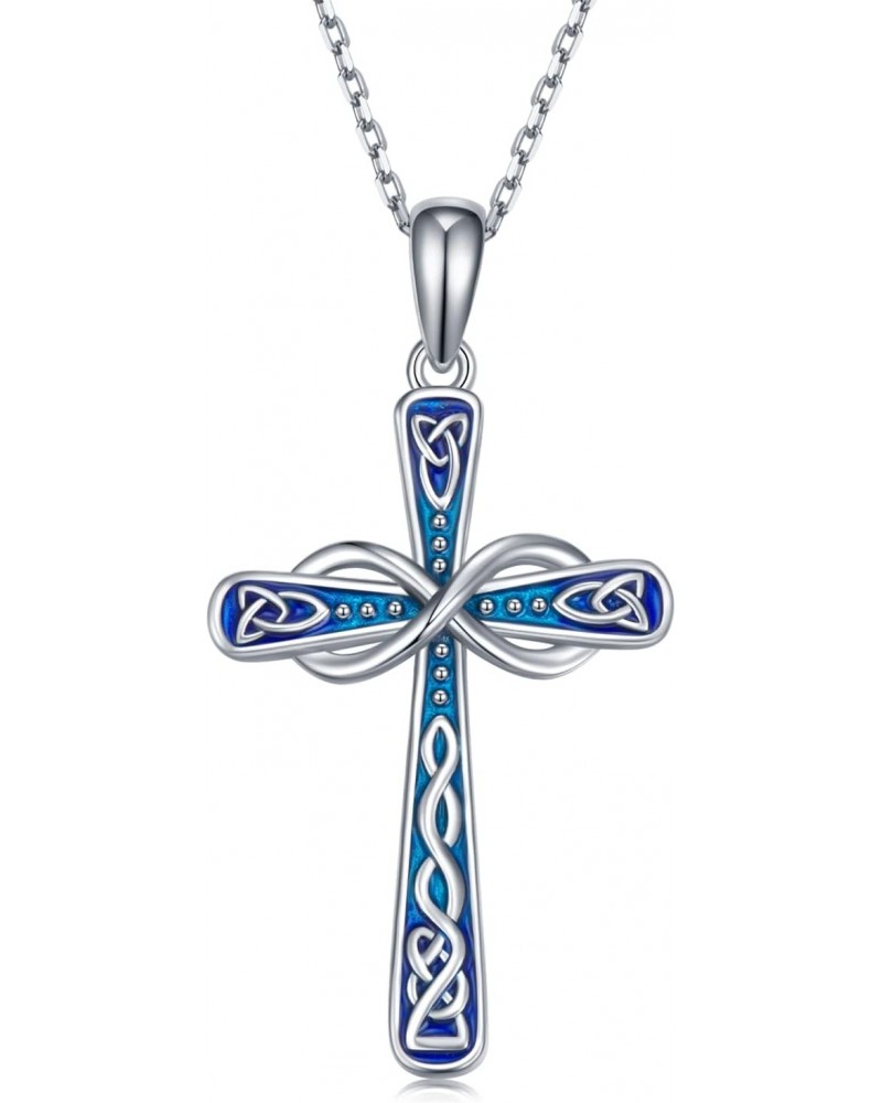 Celtic Knot Cross Necklace for Women,925 Sterling Silver Infinity and Trinity Knot Pendant Necklaces,Religion Jewelry Anniver...