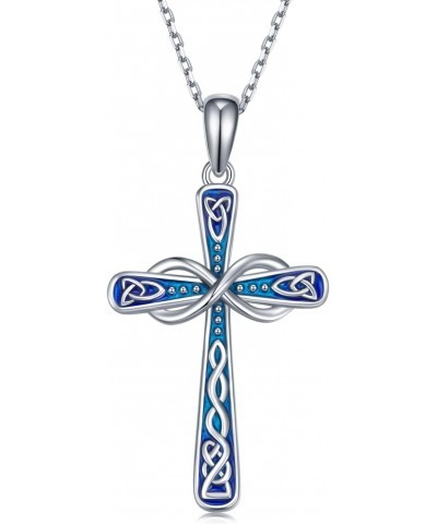 Celtic Knot Cross Necklace for Women,925 Sterling Silver Infinity and Trinity Knot Pendant Necklaces,Religion Jewelry Anniver...