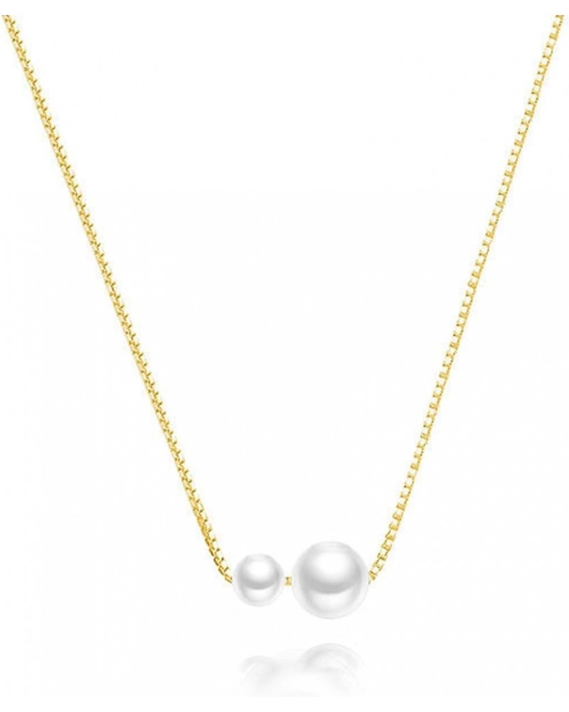 Pearl Necklaces for Women Small Pearl Bead Necklaces Gold Pendat Necklace Silver Pearl Necklace for Teen Girls Gold $8.24 Nec...