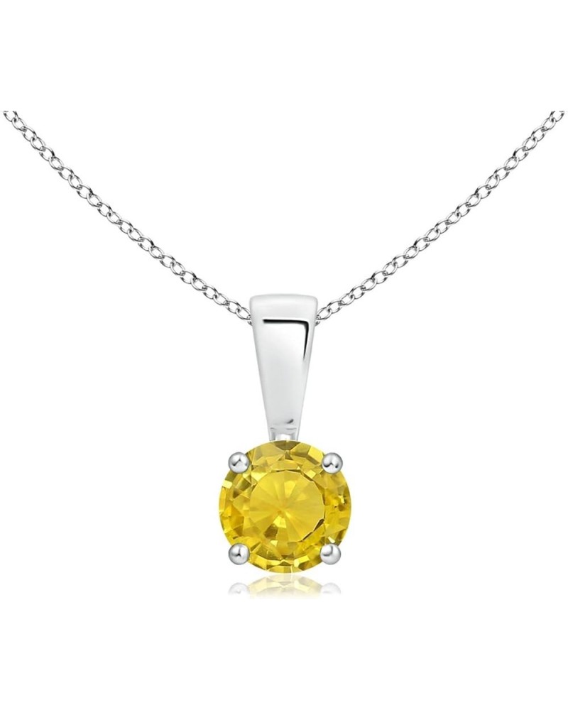 Natural Yellow Sapphire Solitaire Pendant Necklace for Women, Girls in 14K Solid Gold/Platinum/Sterling Silver | September Bi...