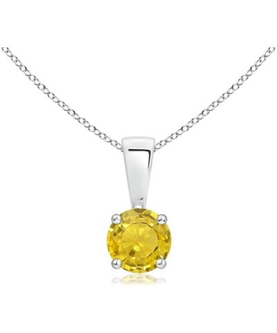 Natural Yellow Sapphire Solitaire Pendant Necklace for Women, Girls in 14K Solid Gold/Platinum/Sterling Silver | September Bi...