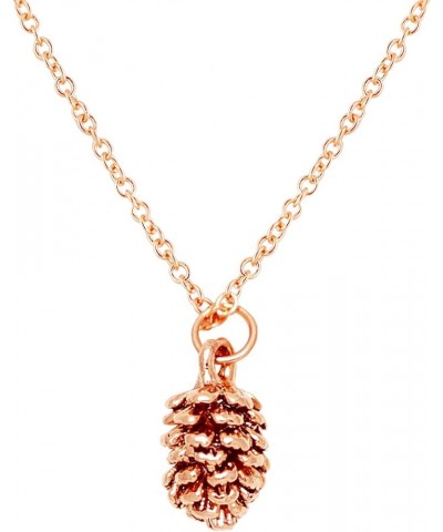 Rose Gold Dainty Pinecone Necklace Initial Necklace Nature Necklace for Her No Leaf $12.26 Necklaces