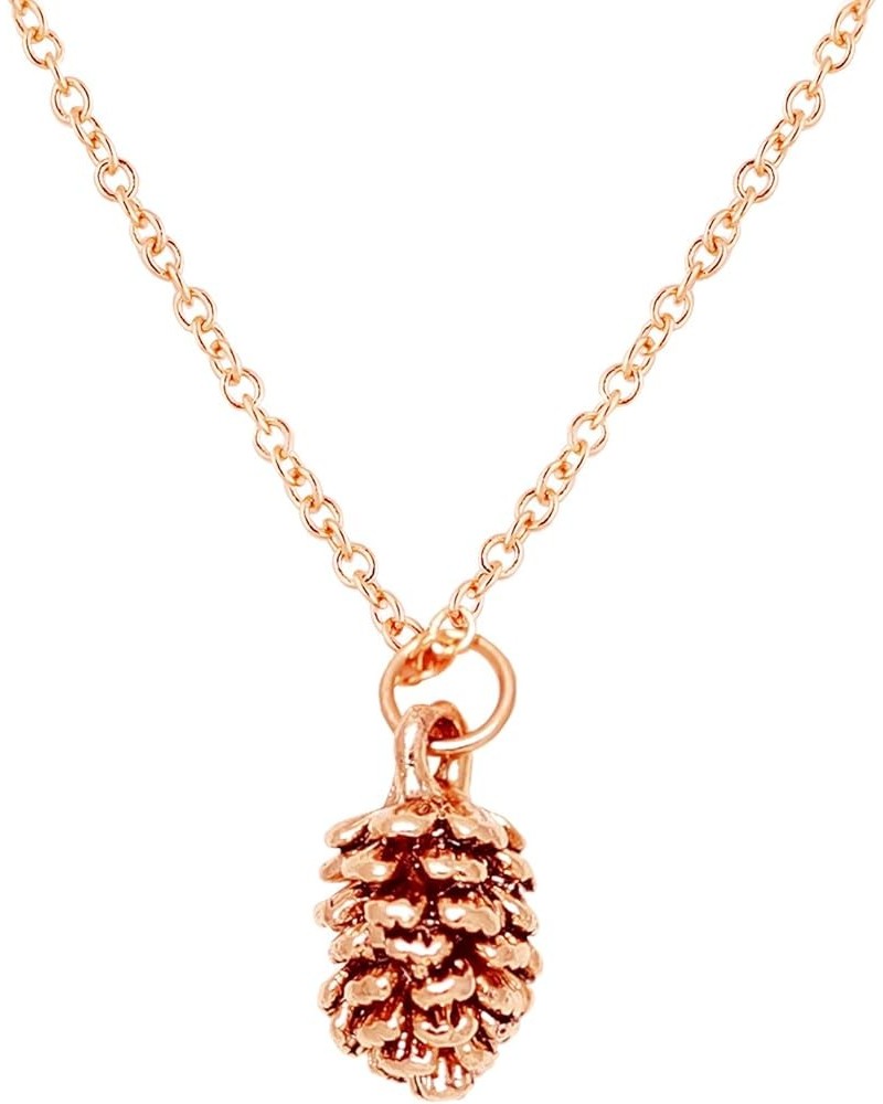 Rose Gold Dainty Pinecone Necklace Initial Necklace Nature Necklace for Her No Leaf $12.26 Necklaces