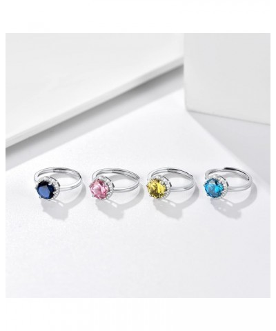 925 Sterling Silver Birthstone Rings for Women Girls with Clear 2ct Heart/Round/Teardrop/Square Crystal, Solitaire Diamond Ha...