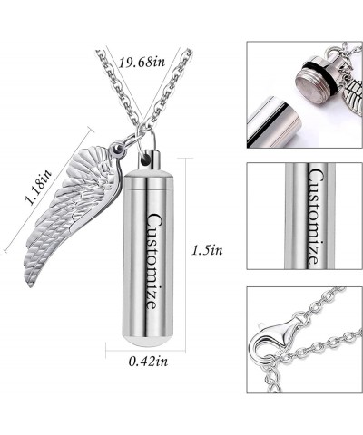 3 Pack Cylinder Urn Necklaces for Ashes Memorial Keepsake Pendant with Angel Wing Charm Necklace Stainless Steel Waterproof C...