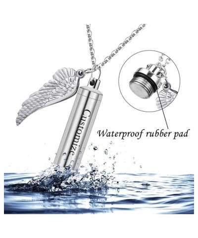 3 Pack Cylinder Urn Necklaces for Ashes Memorial Keepsake Pendant with Angel Wing Charm Necklace Stainless Steel Waterproof C...