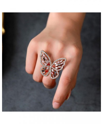 Fine Elegant Rings Jewelry for Friends Couples Partners Luxury Women Cubic Zirconia Hollow Butterfly Opening Finger Ring Jewe...