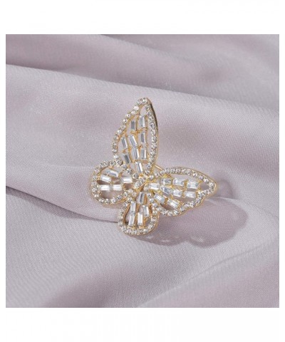 Fine Elegant Rings Jewelry for Friends Couples Partners Luxury Women Cubic Zirconia Hollow Butterfly Opening Finger Ring Jewe...