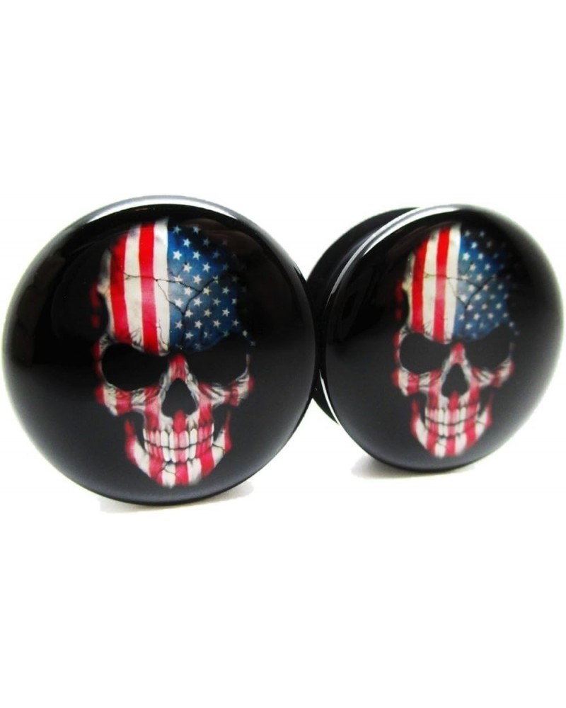 American Skull Ear Plugs - Acrylic - Screw on Pair - 12 Sizes - USA 0 Gauge (8mm) $11.19 Body Jewelry