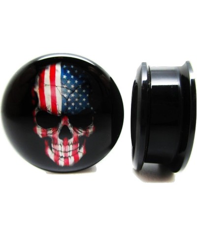 American Skull Ear Plugs - Acrylic - Screw on Pair - 12 Sizes - USA 0 Gauge (8mm) $11.19 Body Jewelry