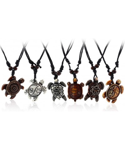 Artificial Bone Carving Sea Turtles Pendant Necklaces Gifts for Women Men Adjustable Rope 6/10 Pcs -6Pcs $7.19 Necklaces