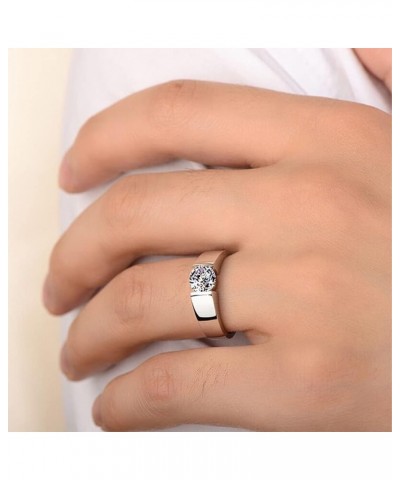 Mens Womens Dainty Classic Simple Round Cut Cubic Zirconia Band Ring,S925 Sterling Silver CZ Gem Crystal Solitaire Wedding En...