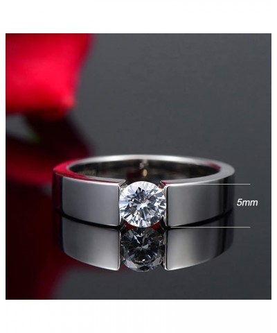 Mens Womens Dainty Classic Simple Round Cut Cubic Zirconia Band Ring,S925 Sterling Silver CZ Gem Crystal Solitaire Wedding En...